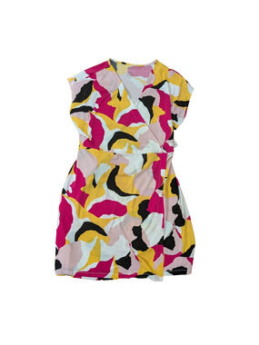 NWT Womens Retro Dopamine Dressing Nine West Mini Dress 1x Tie Belt V Neck Wrap